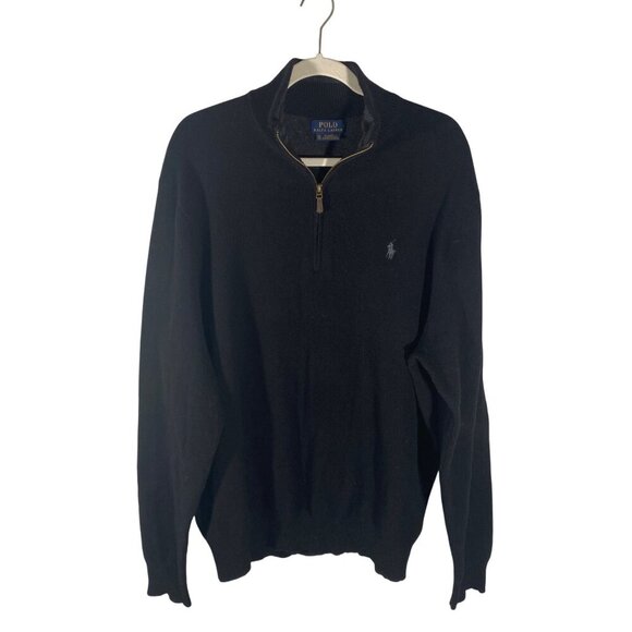 Polo Ralph Lauren Men's Merino Wool cashmere Quarter-Zip Sweater neutral XXL - Picture 2 of 9